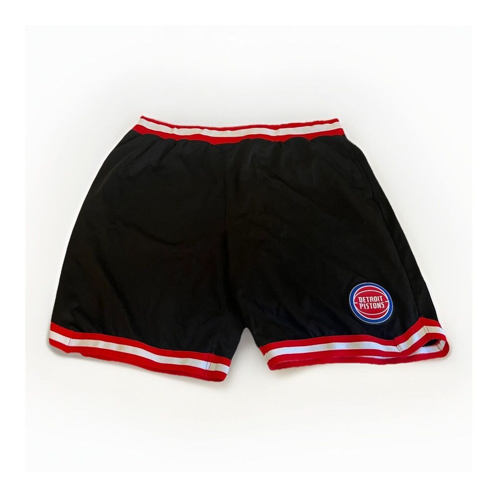 Ultra Game Detroit Pistons Men's Athletic Shorts 2XL Black Red White Drawstring